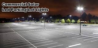 Solar-lit parking lot at night