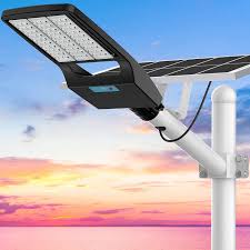 Commercial solar street light with large panel